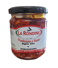 LA RONDINE KNOBLAUCH, Ã–L UND PIKANTER PEPERONCINO AUS KALABRIEN