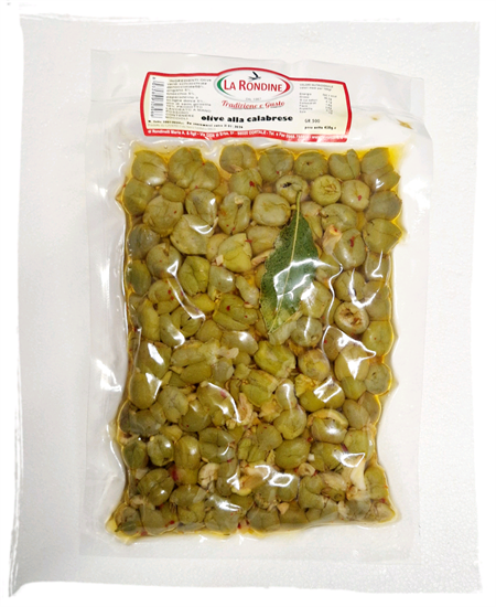 LA RONDINE ENTKERNTE GRÃœNE OLIVEN NACH KALABRISCHE ART 500g
