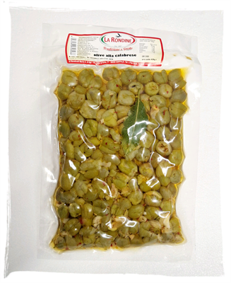 LA RONDINE ENTKERNTE GRÃœNE OLIVEN NACH KALABRISCHE ART 500g