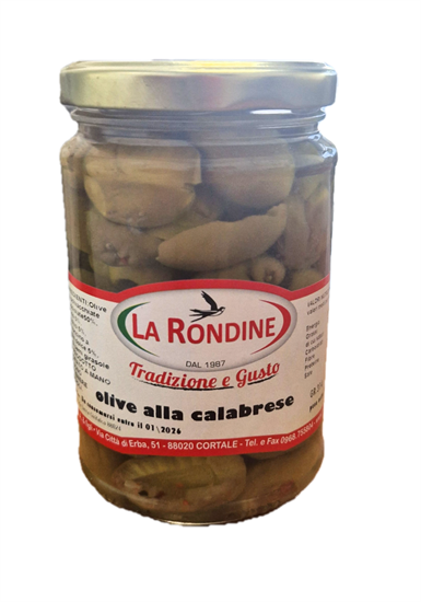 LA RONDINE ENTKERNTE GRÃœNE OLIVEN NACH KALABRISCHER ART IM GLAS