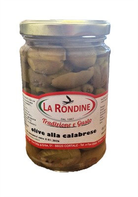 LA RONDINE ENTKERNTE GRÃœNE OLIVEN NACH KALABRISCHER ART IM GLAS